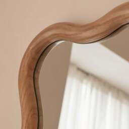 Marea - Light Wood Wavy Retro Wall Mirror 100cm x 70cm - thumbnail 4