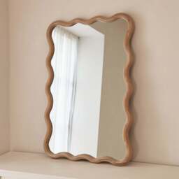 Marea - Light Wood Wavy Retro Wall Mirror 100cm x 70cm - thumbnail 3