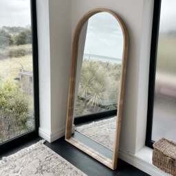 Lilia - Full Length Light Wood Arched Wooden Mirror 170cm x 80cm - thumbnail 3