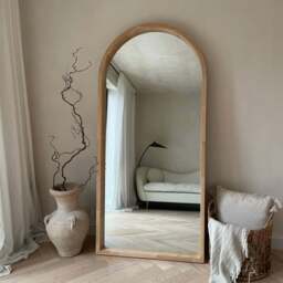 Lilia - Full Length Light Wood Arched Wooden Mirror 170cm x 80cm