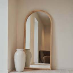 Lilia - Full Length Light Wood Arched Wooden Mirror 170cm x 80cm - thumbnail 4
