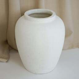 Portera - Large White Textured Terracotta Vase - thumbnail 3