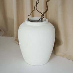 Portera - Large White Textured Terracotta Vase - thumbnail 4