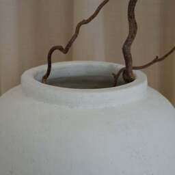Portera - Large White Textured Terracotta Vase - thumbnail 5