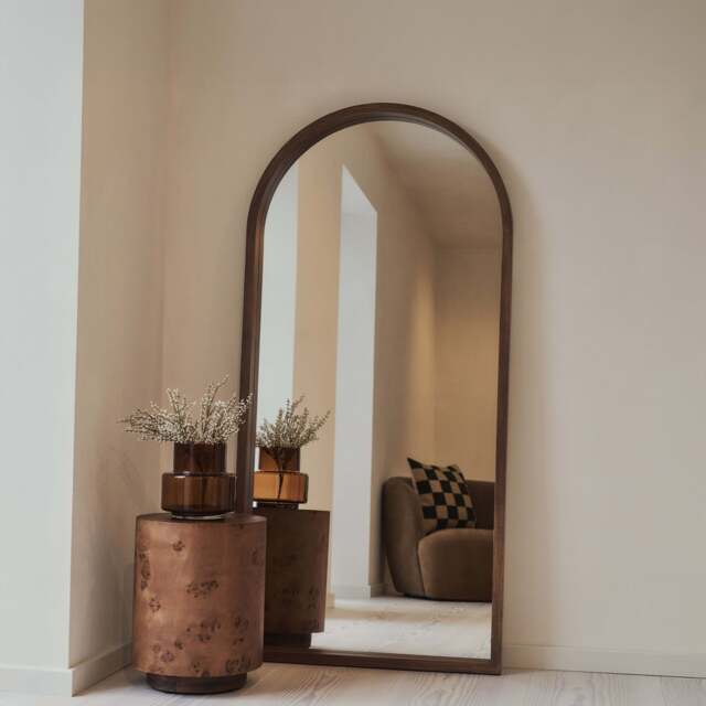 Lilia - Full Length Dark Wood Arched Wooden Mirror 170cm x 80cm - image 1