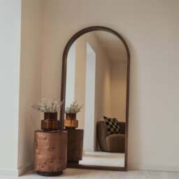Lilia - Full Length Dark Wood Arched Wooden Mirror 170cm x 80cm - thumbnail 1