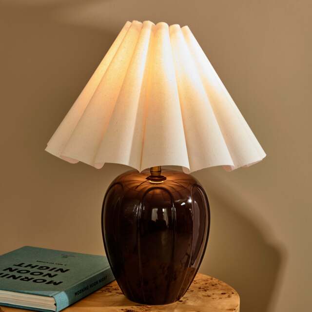 Orla - Chocolate Gloss Ceramic Scallop Shade Table Lamp - image 1
