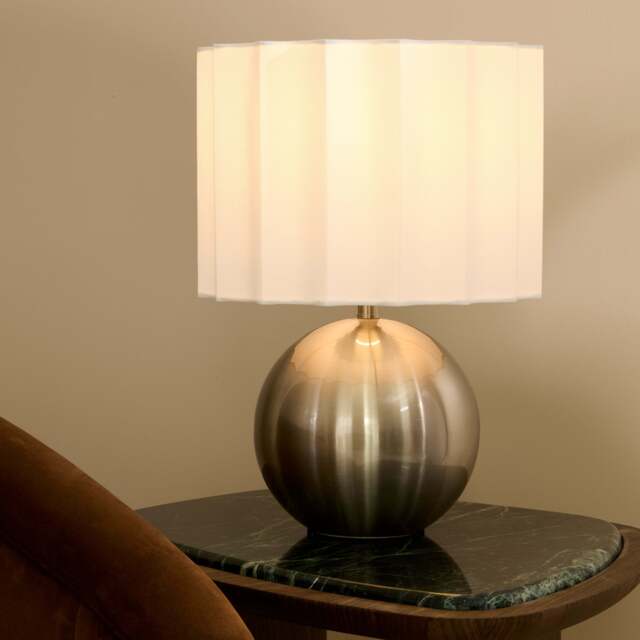 Caia - Brushed Steel Scallop Shade Table Lamp - image 1