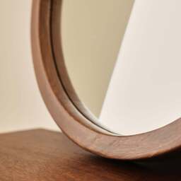 Arden - Dark Wood Round Wooden Wall Mirror 40cm x 40cm - thumbnail 6