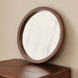 Arden - Dark Wood Round Wooden Wall Mirror 40cm x 40cm - thumbnail 3