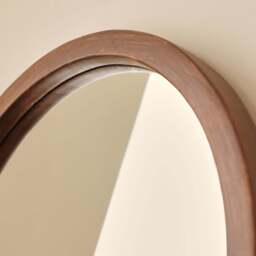 Arden - Dark Wood Round Wooden Wall Mirror 40cm x 40cm - thumbnail 5