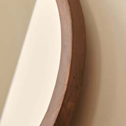 Arden - Dark Wood Round Wooden Wall Mirror 40cm x 40cm - thumbnail 4