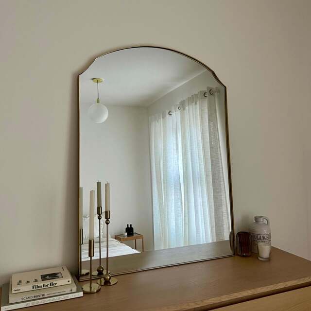 Isla - Gold Arched Metal Overmantle Wall Mirror 120cm x 90cm - image 1