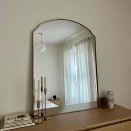 Isla - Gold Arched Metal Overmantle Wall Mirror 120cm x 90cm - thumbnail 1