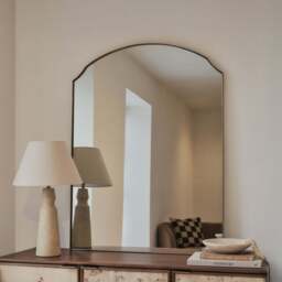 Isla - Gold Arched Metal Overmantle Wall Mirror 120cm x 90cm - thumbnail 2