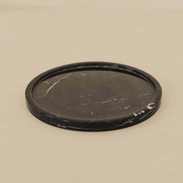 Travara - Black Marble Round Decorative Tray - image 1