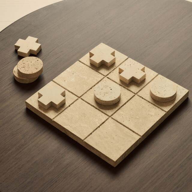 Noughts And Crosses - Cream Travertine Decorative Accessory - image 1