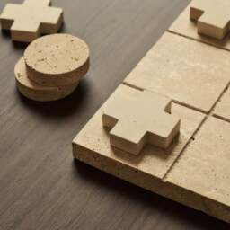 Noughts And Crosses - Cream Travertine Decorative Accessory - thumbnail 4