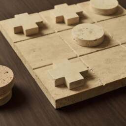 Noughts And Crosses - Cream Travertine Decorative Accessory - thumbnail 2