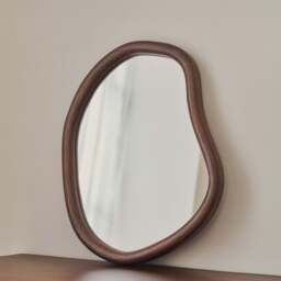 Aaliyah - Dark Wood Irregular Wall Mirror 42cm x 35cm - thumbnail 1