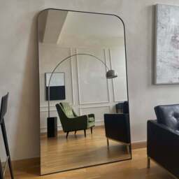 Theo - Full Length Black Curved Metal Extra Large Mirror 200cm x 120cm - thumbnail 1