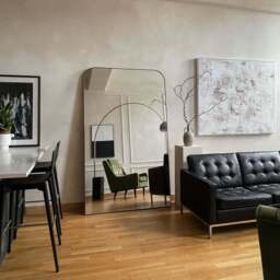 Theo - Full Length Black Curved Metal Extra Large Mirror 200cm x 120cm - thumbnail 2