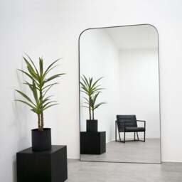 Theo - Full Length Black Curved Metal Extra Large Mirror 200cm x 120cm - thumbnail 3