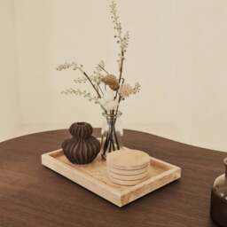 Travara - Cream Travertine Large Rectangular Decorative Tray - thumbnail 1