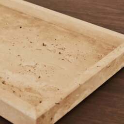 Travara - Cream Travertine Large Rectangular Decorative Tray - thumbnail 2