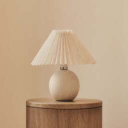 Corsica - Stone Ceramic Pleated Shade Table Lamp - thumbnail 2