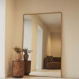 Theo - Full Length Gold Rectangular Extra Large Metal Mirror 190cm x 120cm - thumbnail 1