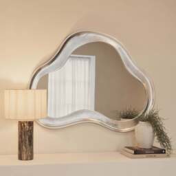 Riva - Brushed Chrome Pond Shaped Irregular Mirror 120cm x 90cm - thumbnail 1
