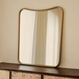 Louis - Gold Curved Metal Overmantle Mirror 90cm x 75cm - thumbnail 3