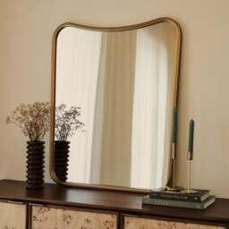 Louis - Gold Curved Metal Overmantle Mirror 90cm x 75cm
