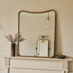 Louis - Gold Curved Metal Overmantle Mirror 90cm x 75cm - thumbnail 2