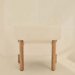 Cara - Boucle Accent Chair Ivory & Warm Wood - thumbnail 6