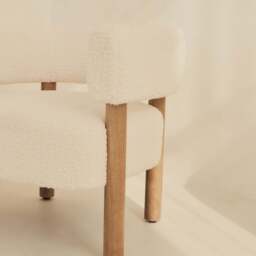 Cara - Boucle Accent Chair Ivory & Warm Wood - thumbnail 5