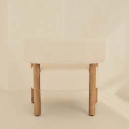 Cara - Boucle Accent Chair Ivory & Warm Wood - thumbnail 4