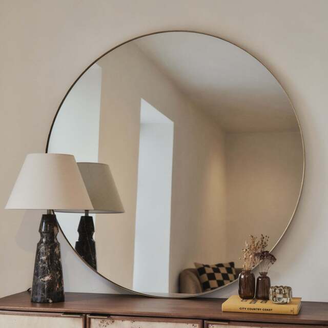 Theo - Gold Round Metal Extra Large Wall Mirror 120cm x 120cm - image 1