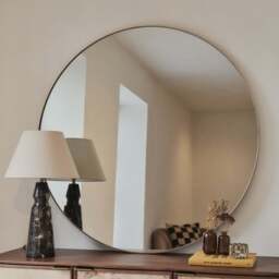 Theo - Gold Round Metal Extra Large Wall Mirror 120cm x 120cm - thumbnail 1