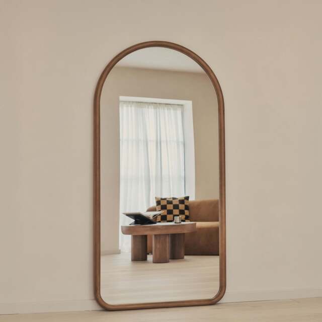 Amora - Full Length Large Arched Warm Wood Mirror 180cm x 90cm - image 1