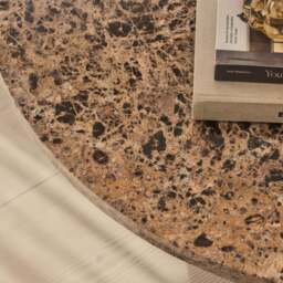 Melrose - Dark Emperador Marble Round Dark Wood Premium Coffee Table - thumbnail 3