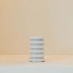Varella - White Marble Ribbed Decorative Vase 15cm