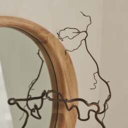 Arcurva - Large Overmantle Light Wood Irregular Mirror 130cm x 80cm - thumbnail 5