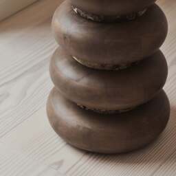 Belgravia - Dark Emperador Marble Round Warm Wood Premium Side Table - thumbnail 6