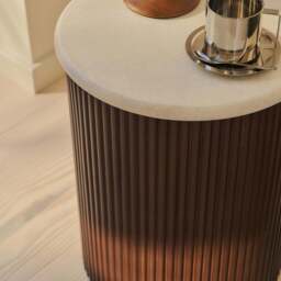 Cove - Dark Wood Ribbed Round Side Table - thumbnail 3