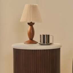 Cove - Dark Wood Ribbed Round Side Table - thumbnail 5