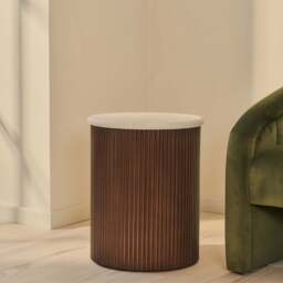 Cove - Dark Wood Ribbed Round Side Table - thumbnail 2