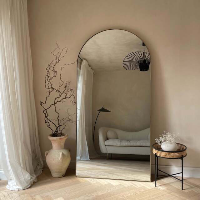 Theo - Full Length Gold Arched Large Metal Mirror 180cm x 90cm - image 1