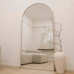 Theo - Full Length Gold Arched Large Metal Mirror 180cm x 90cm - thumbnail 3